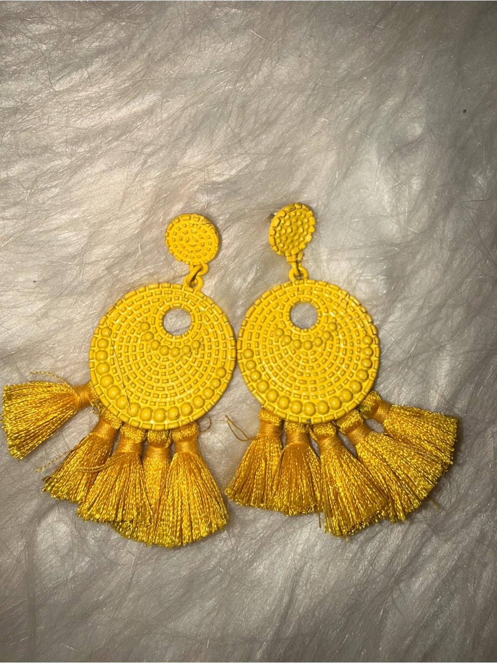 Yellow tassel earrings